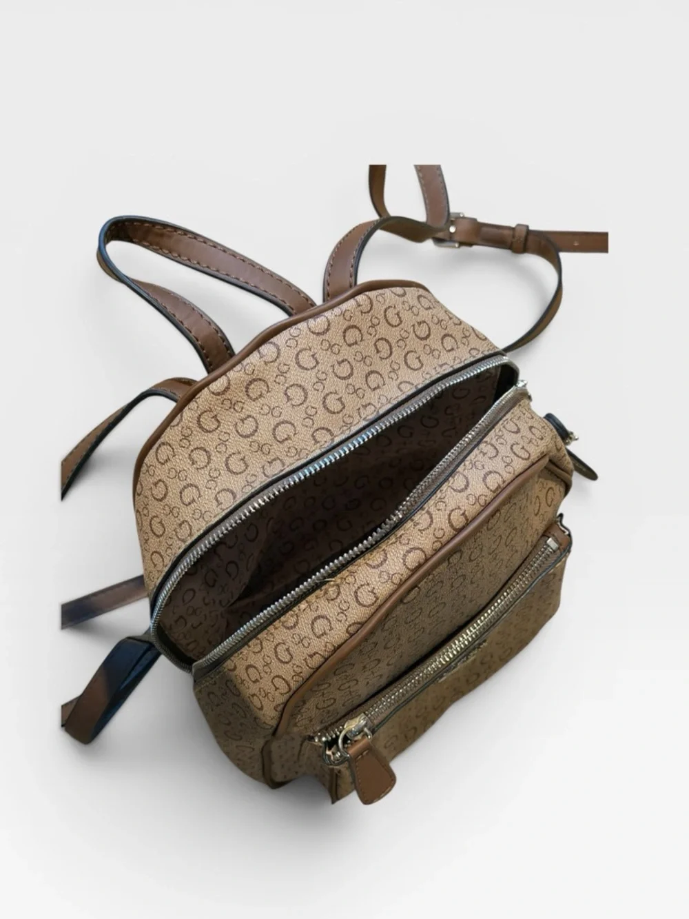 Guess Tan Monogram Mini Backpack
